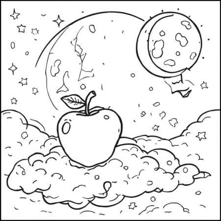 Maca e Lua Cheia (Desenho para Colorir)