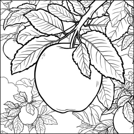 Maca na Arvore (Desenho para Colorir)