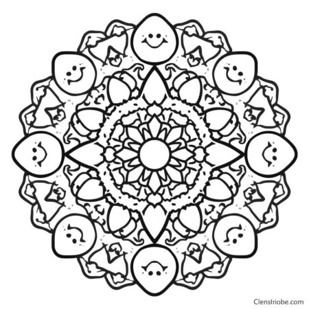 Mandala Kawaii (Desenho para Colorir)