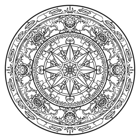 Mandala de Dragoes (Desenho para Colorir)