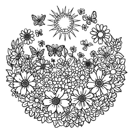 Mandala de Primavera (Desenho para Colorir)