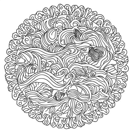 Mandala do Oceano (Desenho para Colorir)