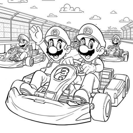 Mario Kart Amizade (Desenho para Colorir)