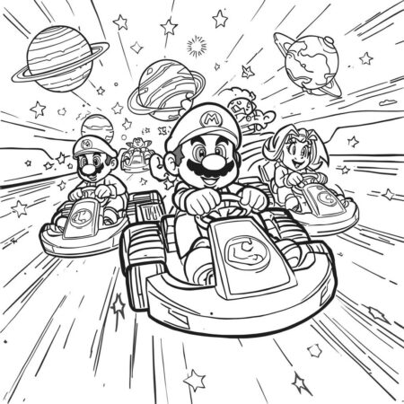 Mario Kart Aventura Espacial (Desenho para Colorir)