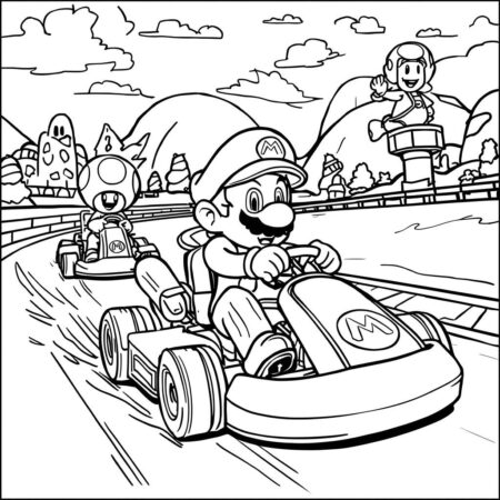 Mario Kart Classico (Desenho para Colorir)