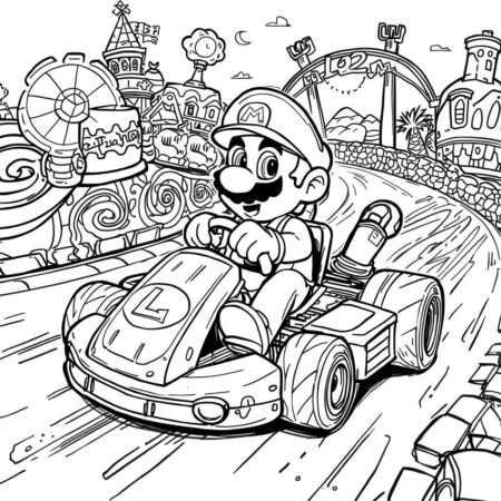Mario Kart Criativo (Desenho para Colorir)