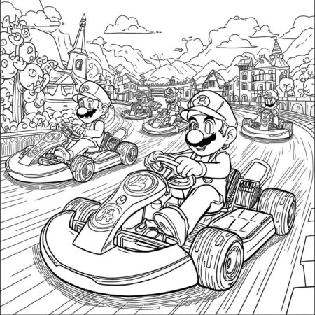 Mario Kart Detalhado (Desenho para Colorir)