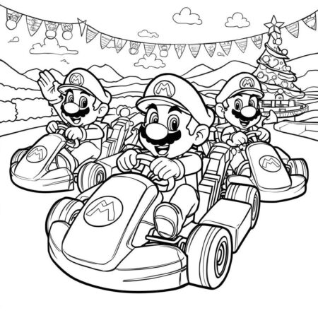 Mario Kart Feriado (Desenho para Colorir)