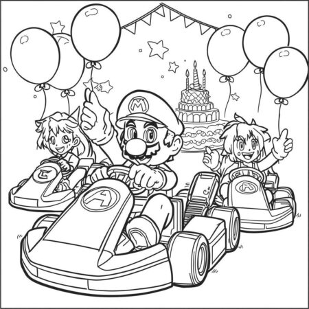 Mario Kart Festa (Desenho para Colorir)