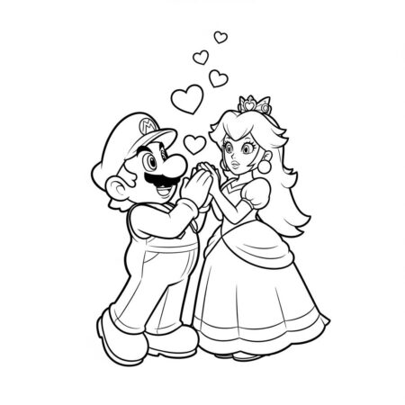 Mario e a Princesa (Desenho para Colorir)