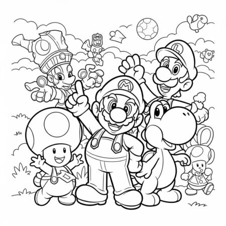 Mario e os Amigos (Desenho para Colorir)