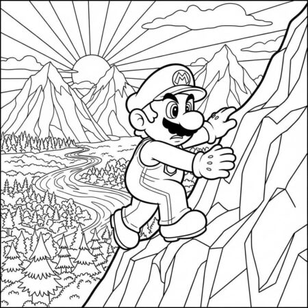 Mario na Montanha (Desenho para Colorir)
