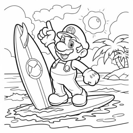 Mario no Verao (Desenho para Colorir)