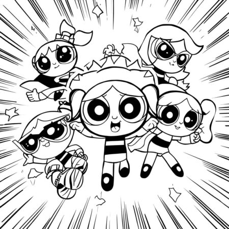 Meninas Superpoderosas Superheroinas (Desenho para Colorir)