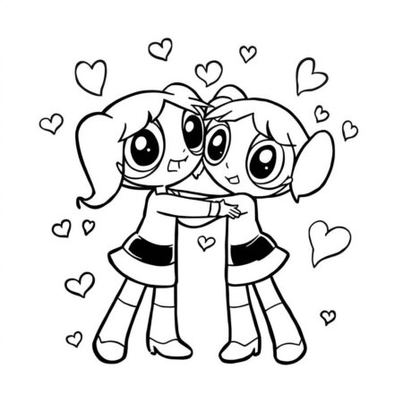 Meninas Superpoderosas e a Amizade (Desenho para Colorir)