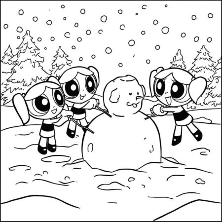 Meninas Superpoderosas e o Inverno (Desenho para Colorir)