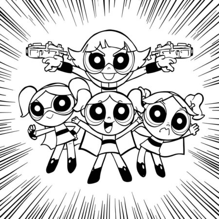 Meninas Superpoderosas e os Superpoderes (Desenho para Colorir)