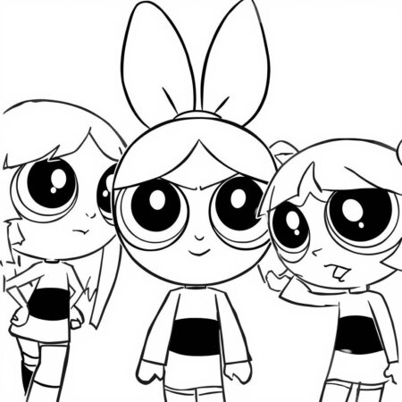 Meninas Superpoderosas em Estilo Realista (Desenho para Colorir)