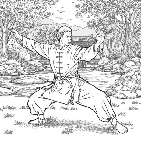 Mestre de kung fu Para Meninos (Desenho para Colorir)