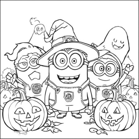 Minions e Halloween (Desenho para Colorir)