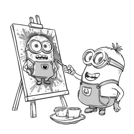 Minions e a Arte (Desenho para Colorir)