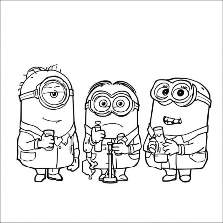 Minions e a Ciencia (Desenho para Colorir)