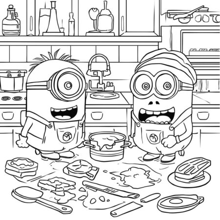 Minions e a Culinaria (Desenho para Colorir)