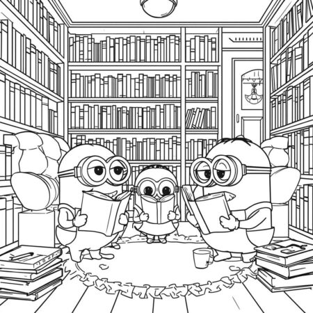 Minions e a Leitura (Desenho para Colorir)