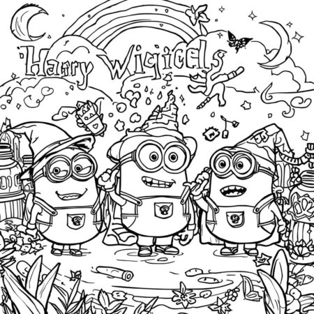 Minions e a Magia (Desenho para Colorir)