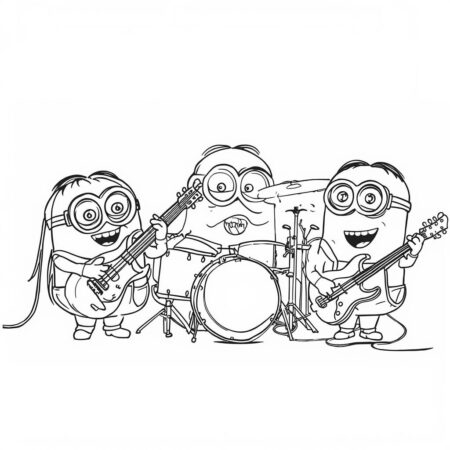 Minions e a Musica (Desenho para Colorir)