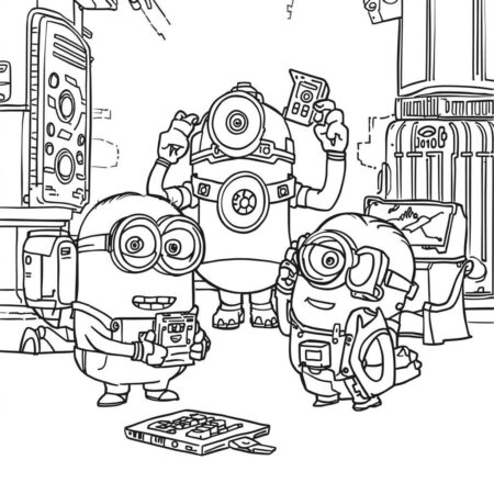 Minions e a Tecnologia (Desenho para Colorir)