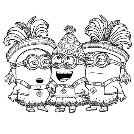 Minions e o Carnaval (Desenho para Colorir)