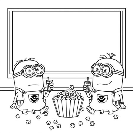 Minions e o Cinema (Desenho para Colorir)