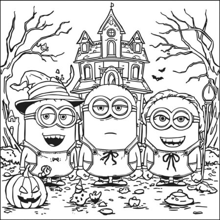 Minions e o Dia das Bruxas (Desenho para Colorir)