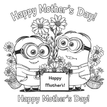 Minions e o Dia das Maes (Desenho para Colorir)