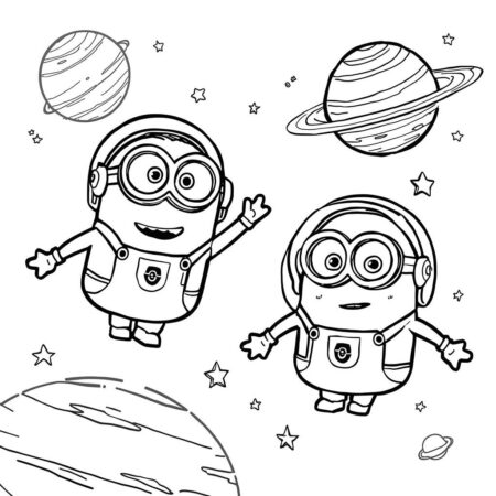 Minions e o Espaco Sideral (Desenho para Colorir)