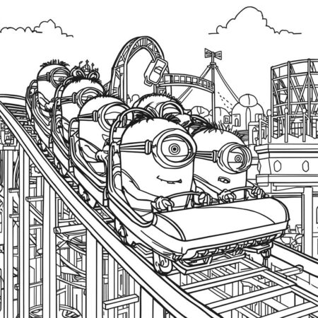 Minions no Parque de Diversoes (Desenho para Colorir)