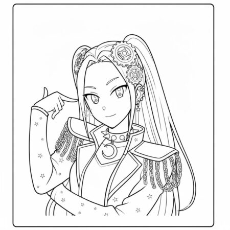 Mira Estilosa com Acessórios Elegantes (Desenho para Colorir)