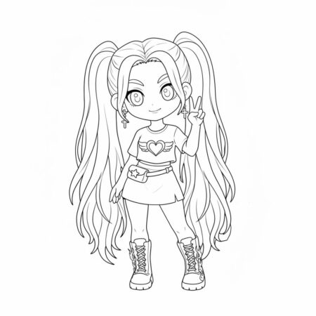 Mira Estilosa com Cabelo Longo (Desenho para Colorir)