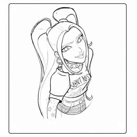 Mira Estilosa com Estilo Rocker (Desenho para Colorir)