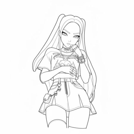 Mira Estilosa com Look Moderno (Desenho para Colorir)