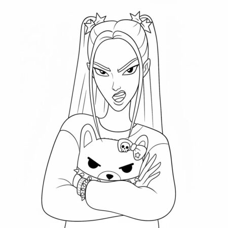 Mira Estilosa com Urso Guerreiras do K Pop (Desenho para Colorir)