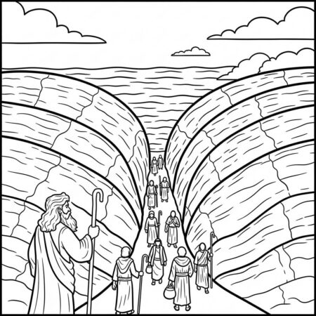 Moises e o Mar Vermelho (Desenho para Colorir)