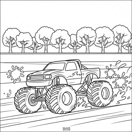 Monster Truck Realista (Desenho para Colorir)