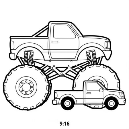 Monster Truck e Caminhao (Desenho para Colorir)