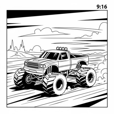 Monster Truck e Vento (Desenho para Colorir)