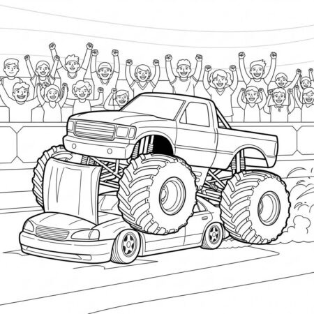 Monster Truck em Acao (Desenho para Colorir)
