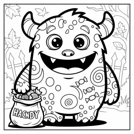 Monstro de Halloween Amigavel (Desenho para Colorir)