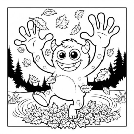 Monstro de Halloween Brincalhao (Desenho para Colorir)