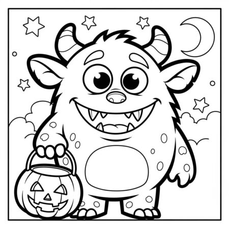 Monstro de Halloween Divertido (Desenho para Colorir)